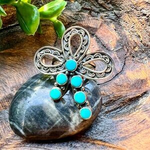 Sterling Silver 925 Turquoise Ribbon Bow Ring Size 8.5 Southwestern